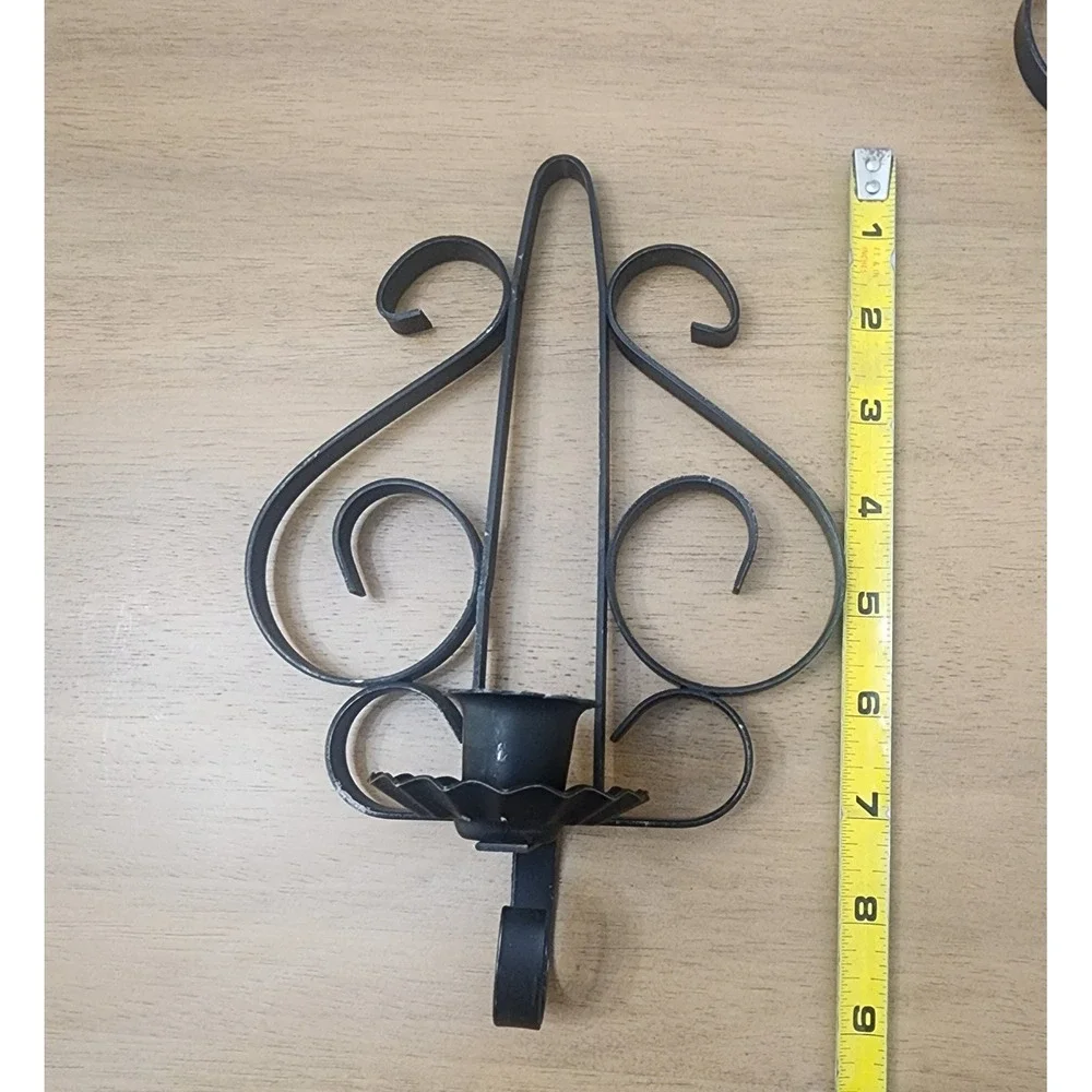 Vintage pair of  Black Metal Candle Sconce  For Peg Votive Or Taper Candle